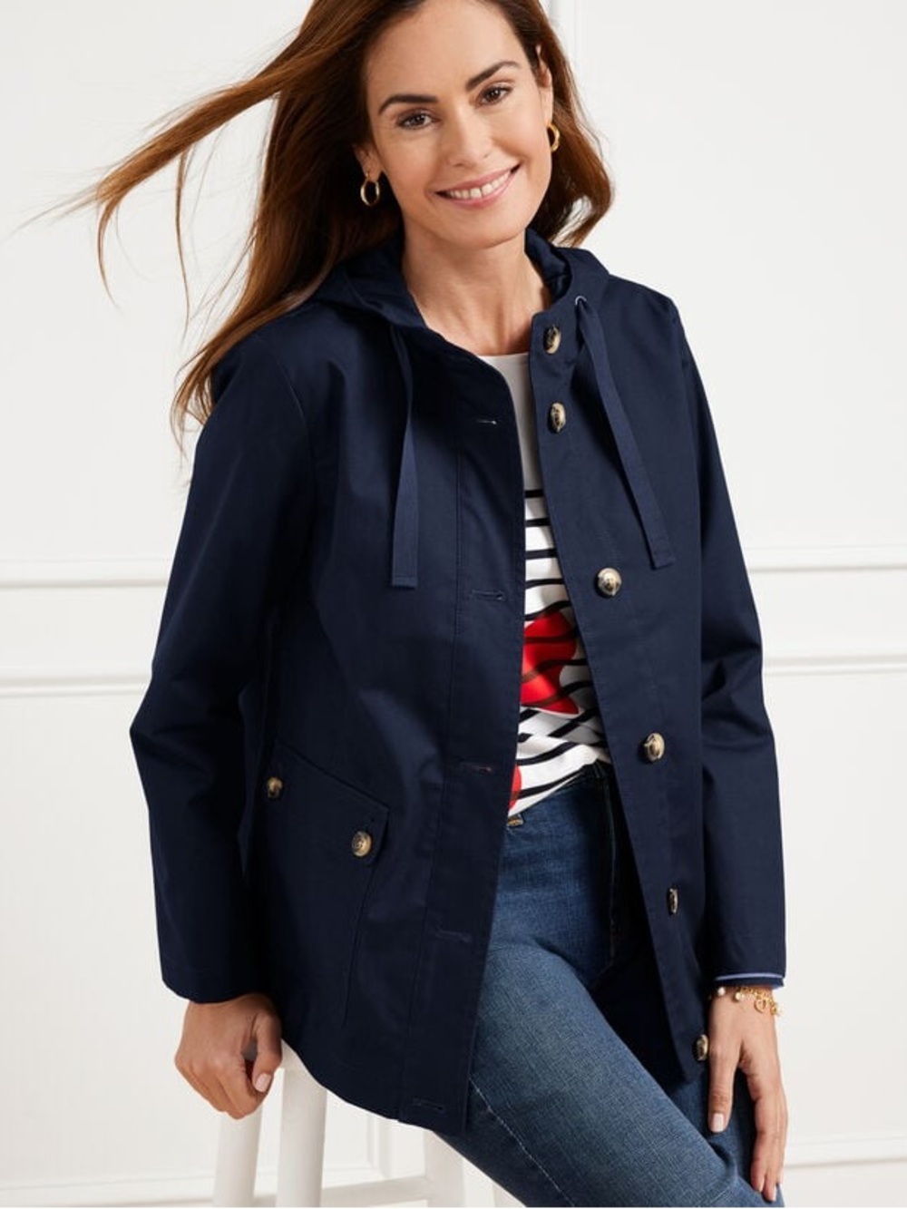 Talbots Navy Hooded Utility Jacket for Women (NWOT)